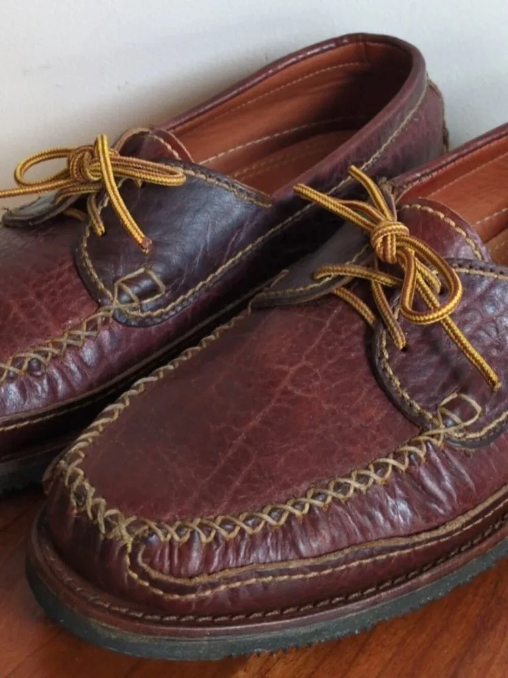 Chippewa Bison Leather Vibram Sole Loafers Shoes Mens 12 D Rugged Brown USA